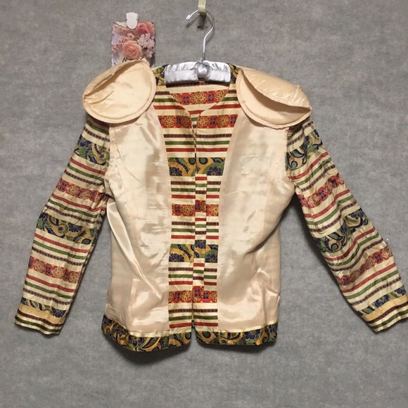 VTG ARTSY ANDRIANNA PAPEL 100% SILK JACKET BLAZER JACQUARD STRIPES SZ 10 LIKE … - Picture 7 of 9